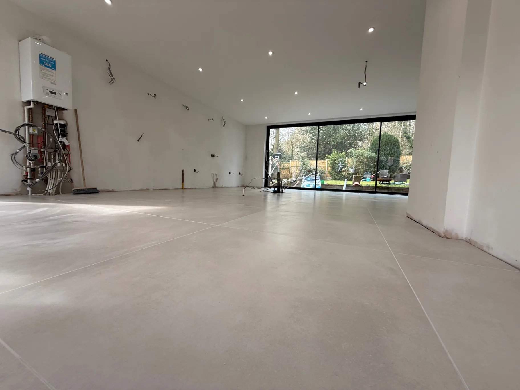 Kitchen Extension — 1200 × 600 mm large-format grey porcelain, Ascot, Berkshire